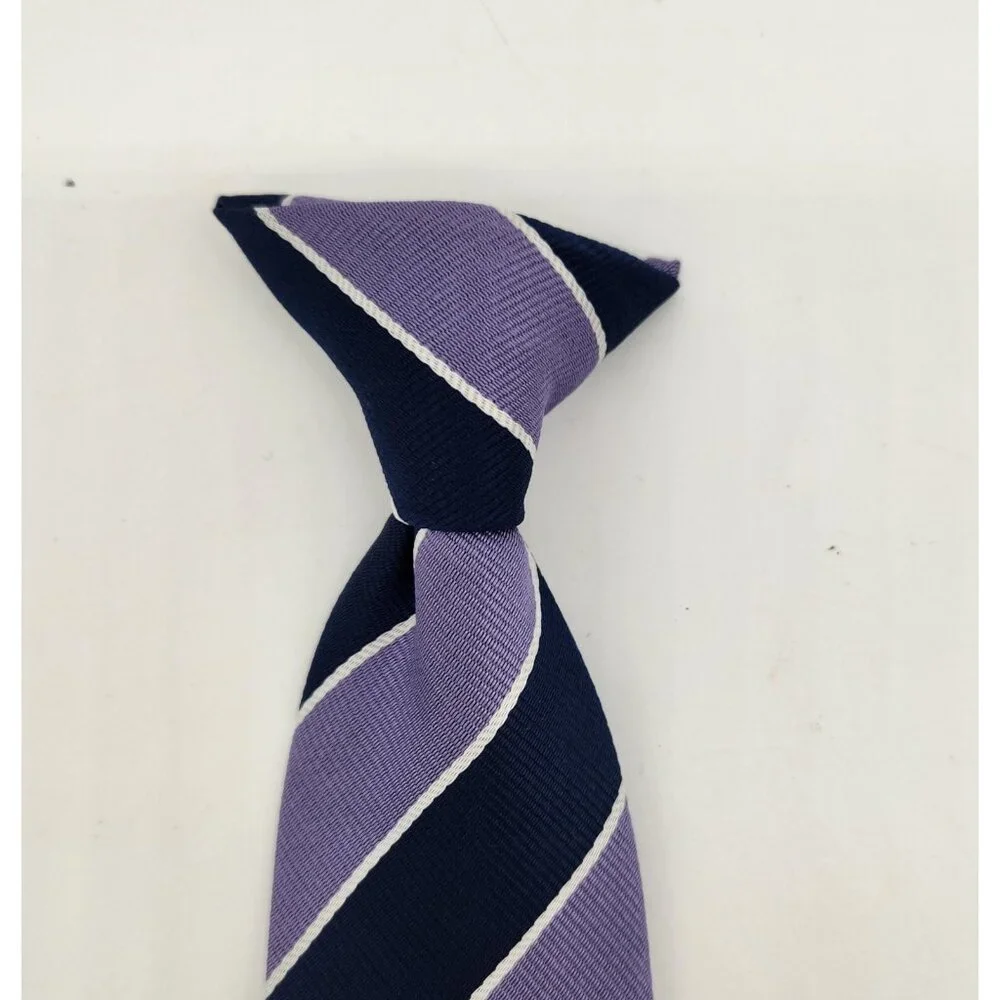 Boys Clip On Neck Tie‎ Blue Striped 17